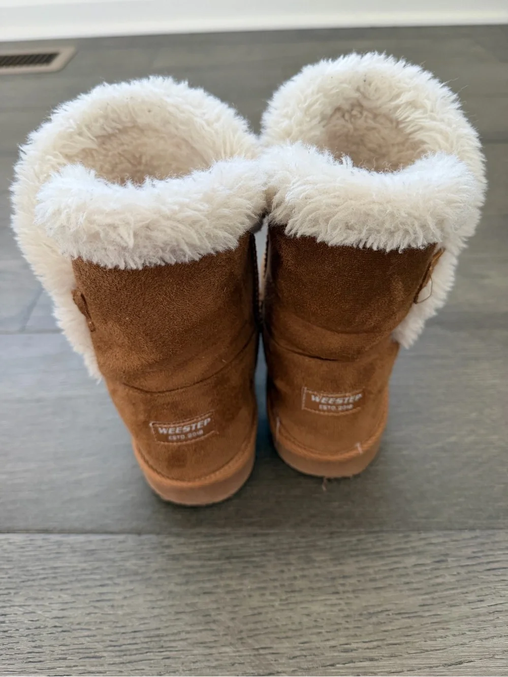 Toddler Cozy Faux-Suede Boot with Cream Sherpa Trim - Brown